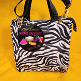 Betsey Johnson Zebra Animal Print Zip Top Insulated Lunch Tote Lunch Bag