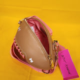 Betsey Johnson xotoss Game Day Football-Shaped Crossbody Bag clutch w charms