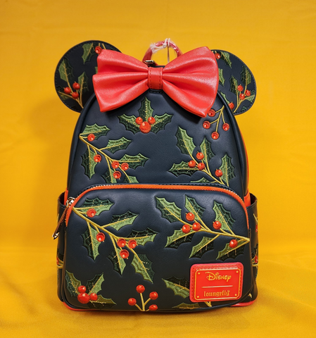 Disney Minnie Mouse Holiday Holly Ears Bow Cosplay Mini Backpack