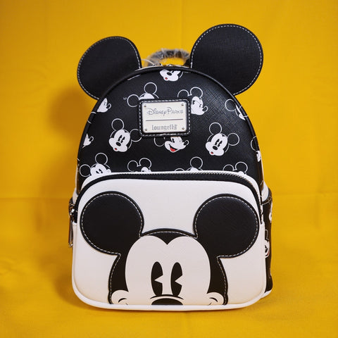 Loungefly Disney Parks Mickey Mouse AOP Faces Expressions Ears Mini Backpack