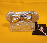 Minnie Mouse Bow Metallic Gold Silver Quilted Cardholder