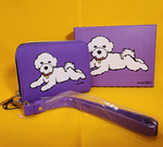 Marc Tetro Bichon Frise Purple Dog Wallet Cardholder Wristlet NEW