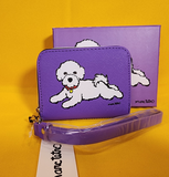 Marc Tetro Bichon Frise Purple Dog Wallet Cardholder Wristlet NEW