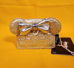 Minnie Mouse Bow Metallic Gold Silver Quilted Cardholder