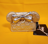 Minnie Mouse Bow Metallic Gold Silver Quilted Cardholder
