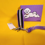Marc Tetro Bichon Frise Purple Dog Wallet Cardholder Wristlet NEW