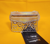 Minnie Mouse Bow Metallic Gold Silver Quilted Cardholder