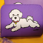 Marc Tetro Bichon Frise Purple Dog Wallet Cardholder Wristlet NEW