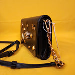 Betsey Johnson Black Gold Skull Bat Halloween Crossbody Bag Clutch Wallet