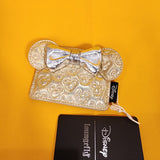 Minnie Mouse Bow Metallic Gold Silver Quilted Cardholder