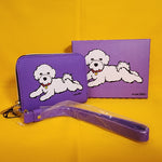 Marc Tetro Bichon Frise Purple Dog Wallet Cardholder Wristlet NEW