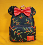 Disney Minnie Mouse Holiday Holly Ears Bow Cosplay Mini Backpack