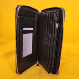 Betsey Johnson Black Pink Red Cherry Embroidered Wallet Wristlet Zip Around