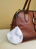 FRYE Ring Dome Brown Cognac Leather Satchel Crossbody Bag