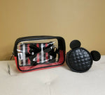 Mickey Minnie Mouse Silhouette Kissing Cosmetic Bag Set